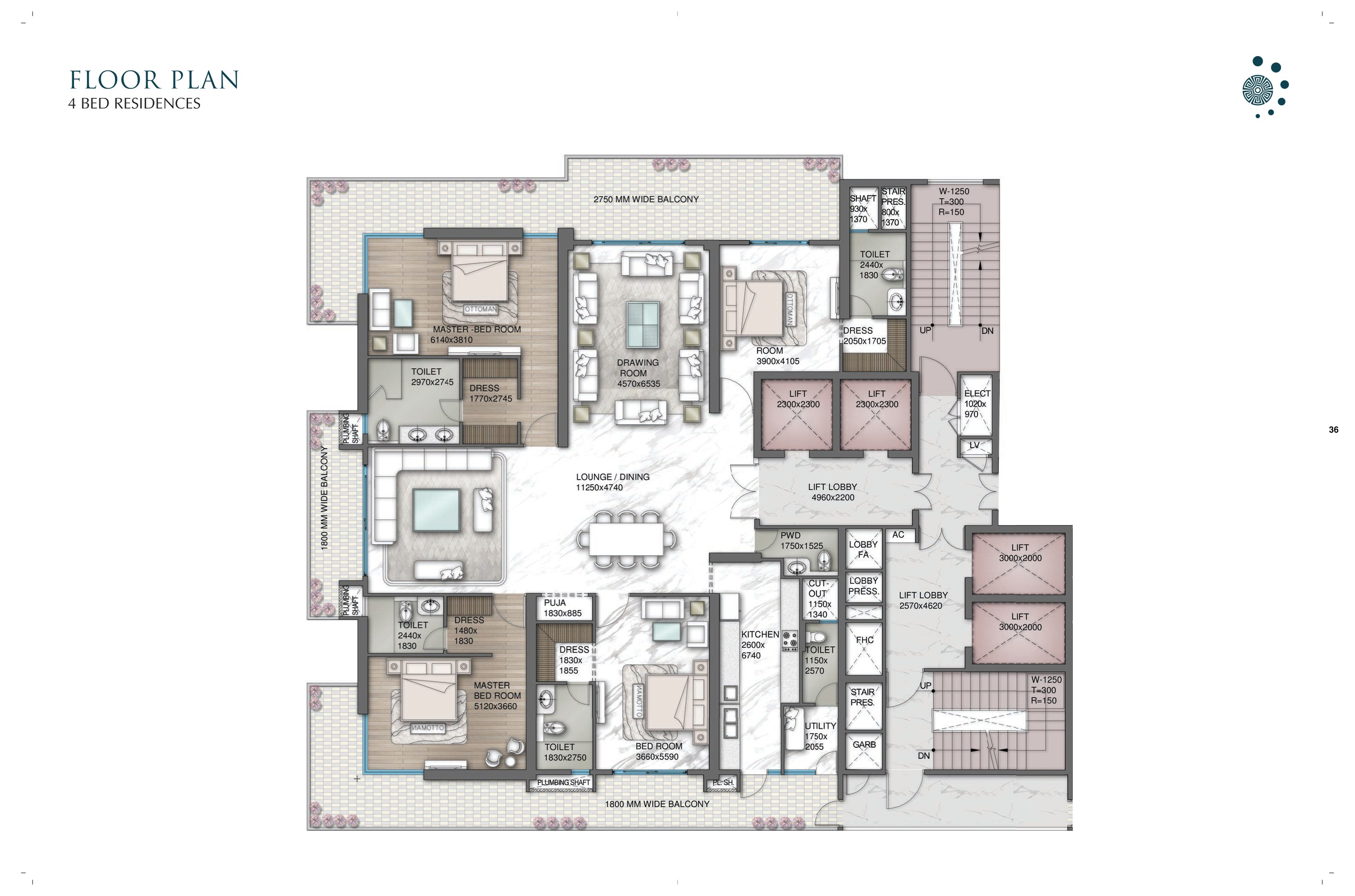 4 Bed Residence - Towers B & D