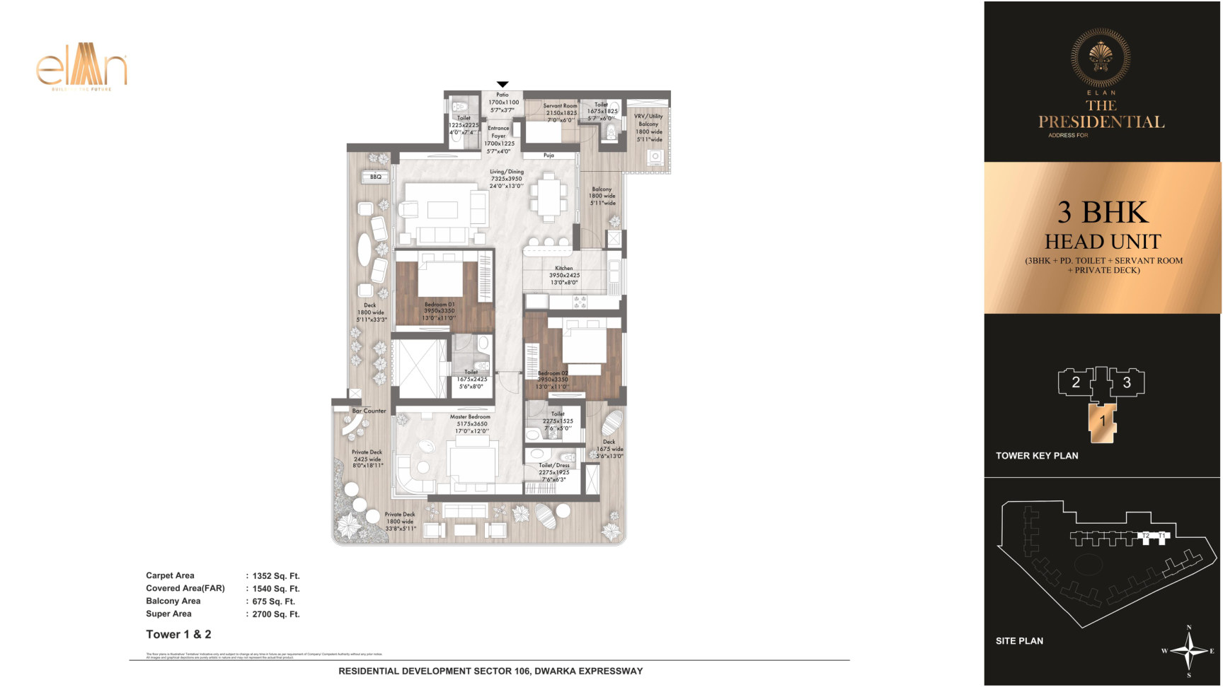 3 BHK Head Unit - Towers 1 & 2 - Unit 1