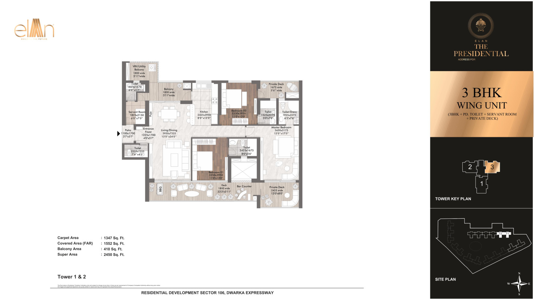 3 BHK Wing Unit - Towers 1 & 2 - Unit 3