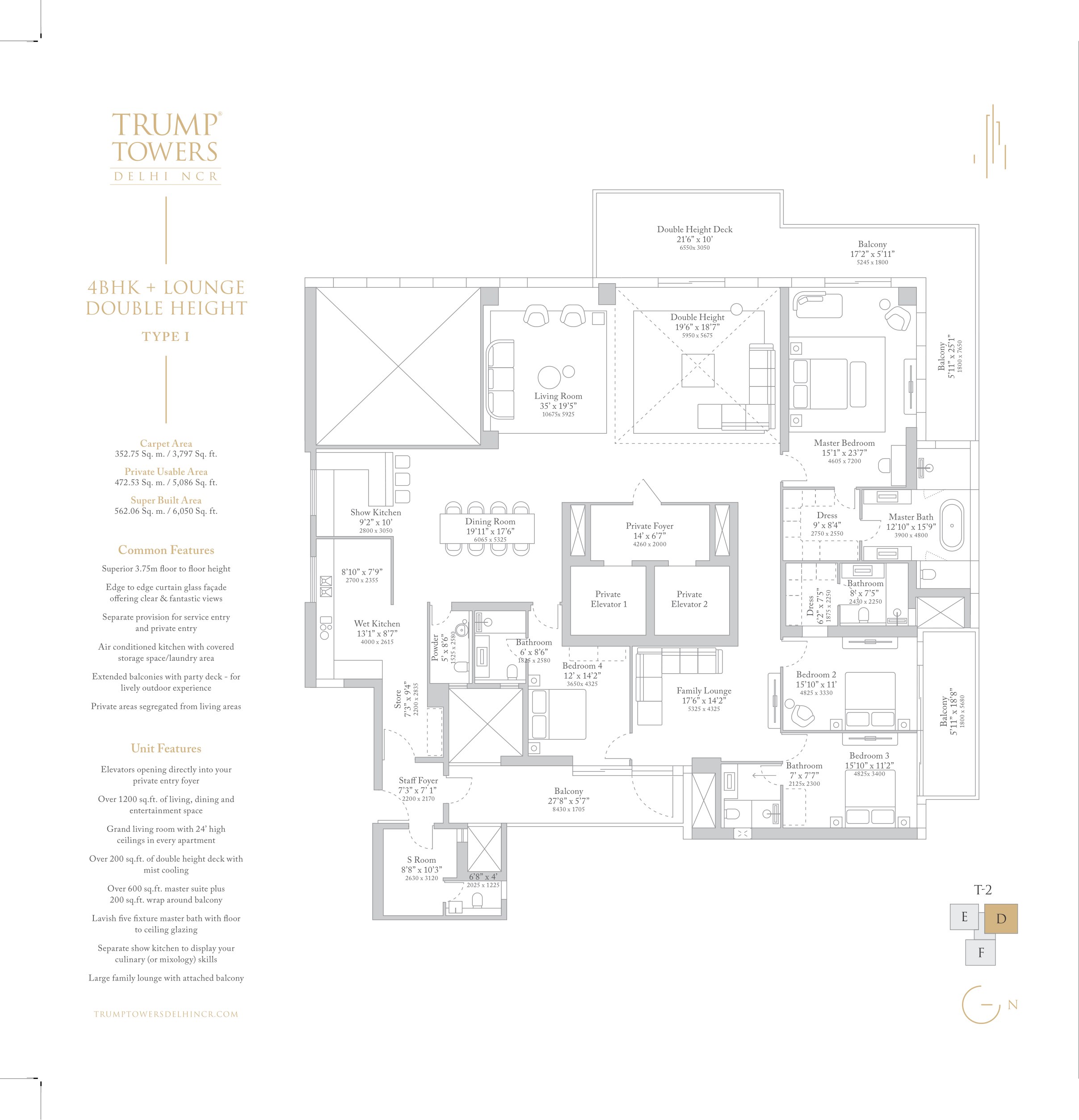 Tower 2 - 4 BHK + Lounge Double Height - Type I
