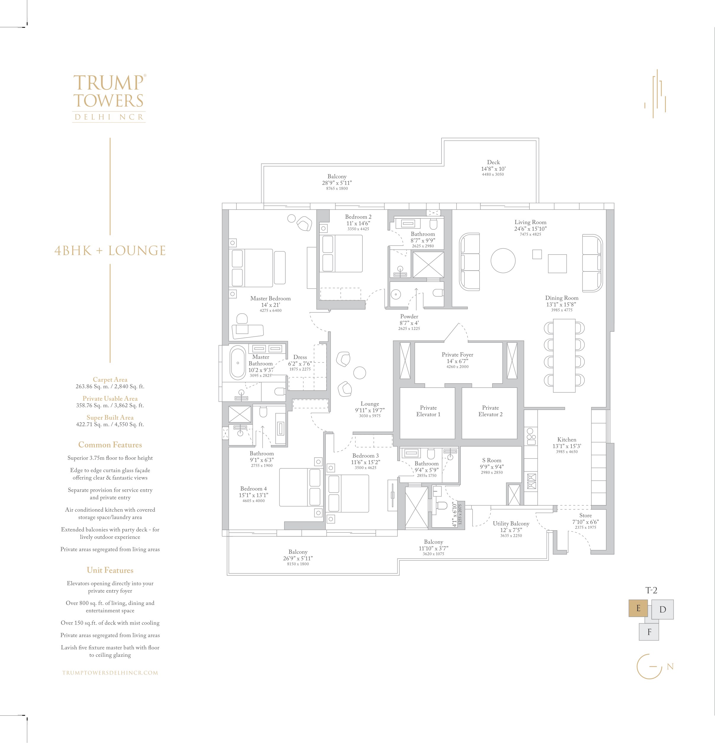 Tower 2 - 4 BHK + Lounge