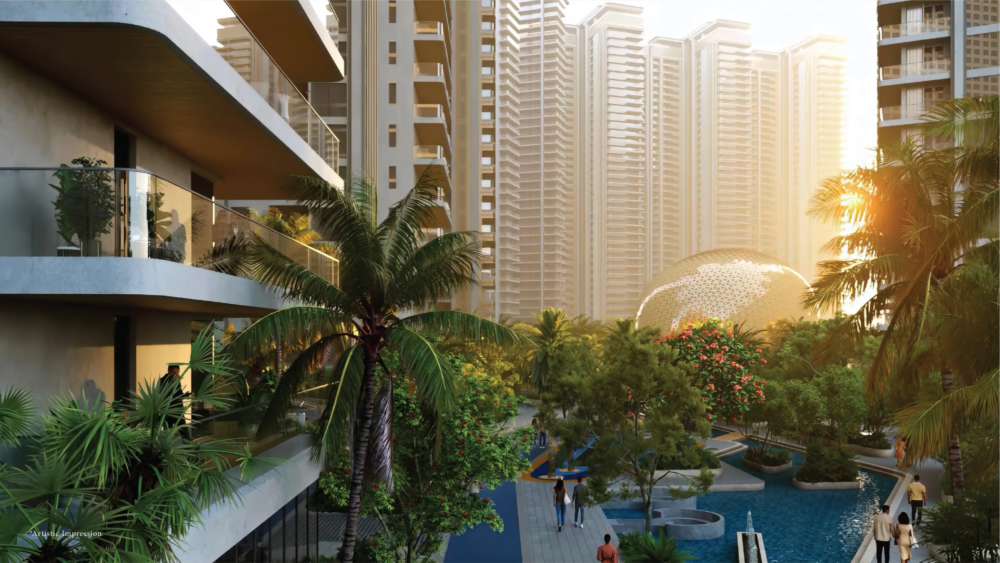 Elan The Emperor garden walkway and residential towers