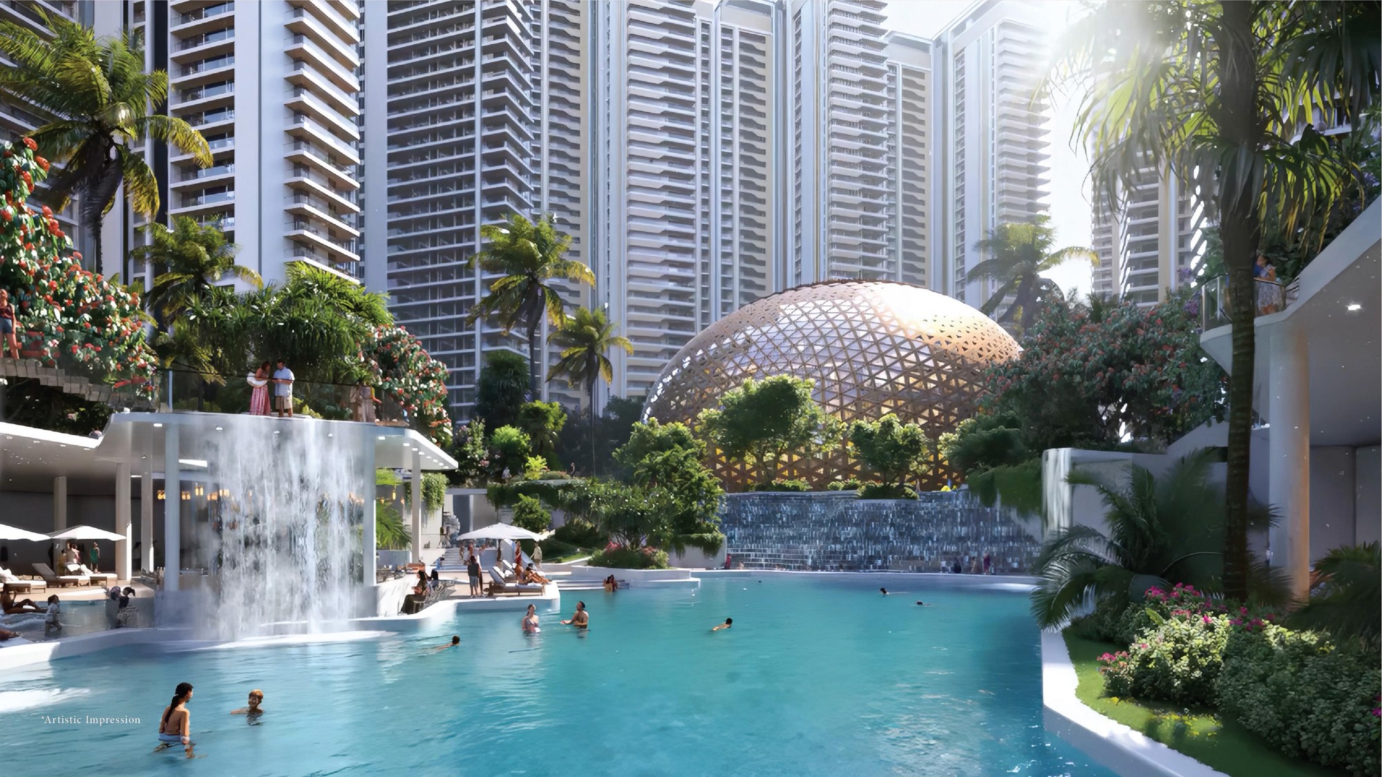 Elan The Emperor resort pool and residential towers