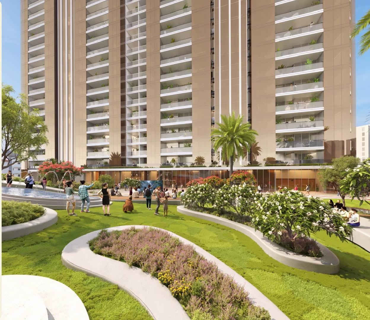 Landscaped gardens at Elan The Statement